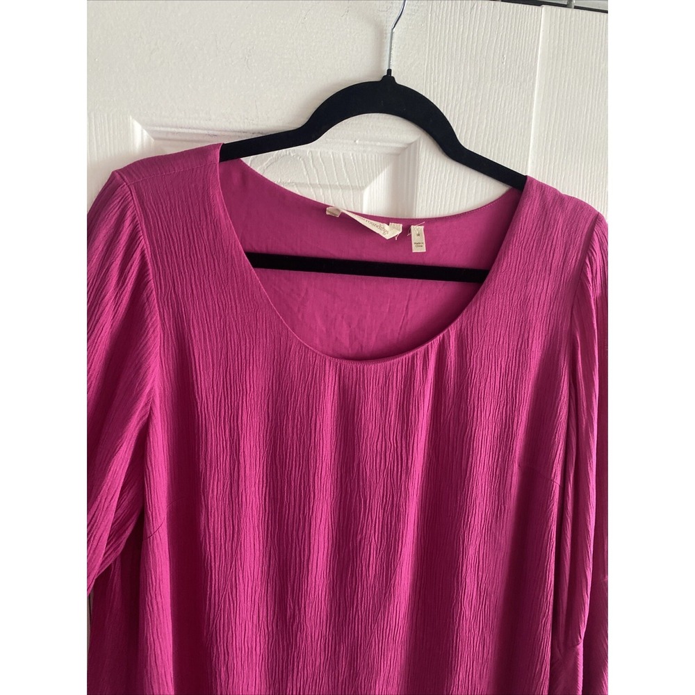 Soft Surroundings Bell Sleeve Tunic Womens Size M Pink Boho Crinkle Artsy Fem - Picture 4 of 6